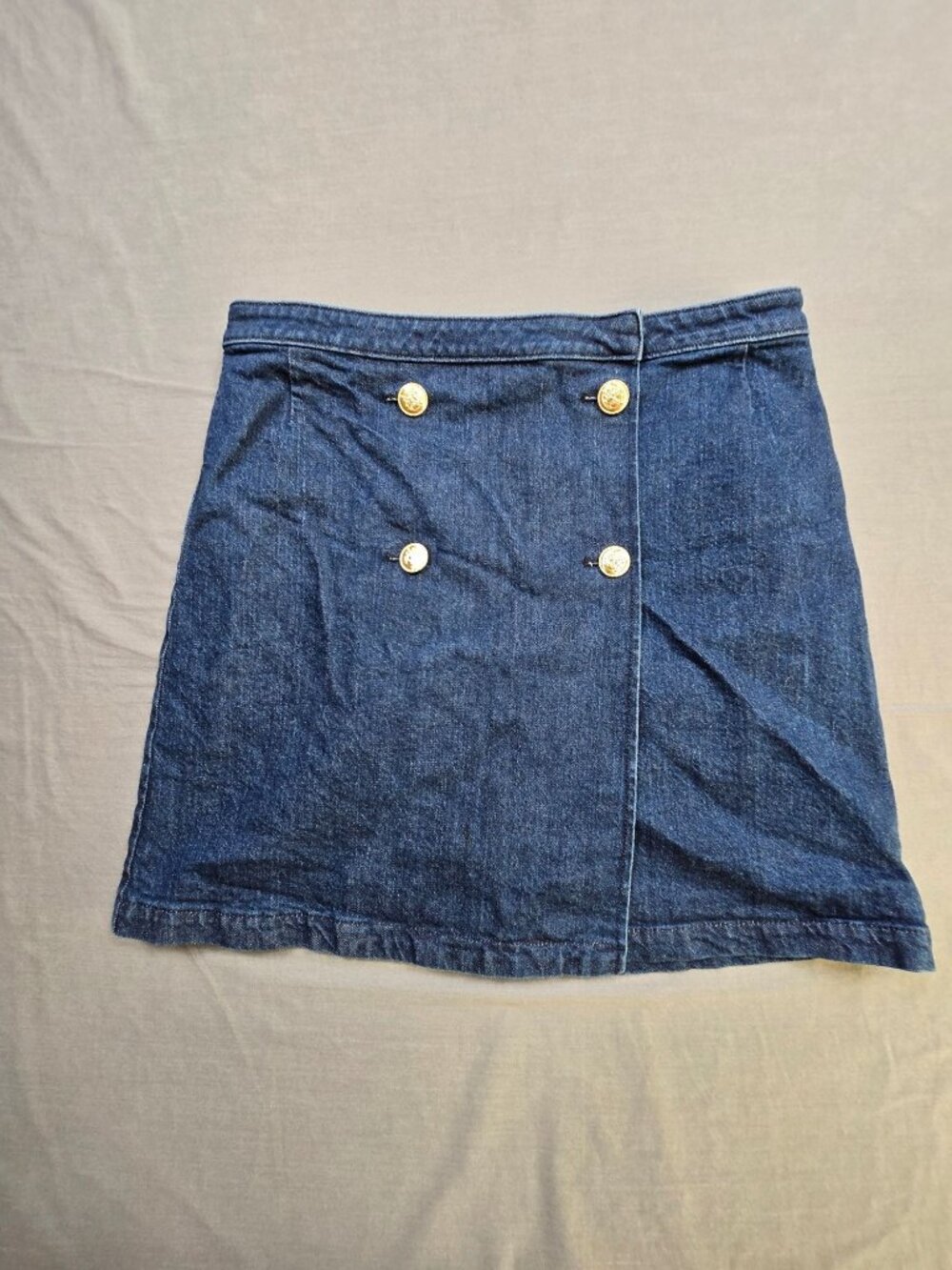 Ann Taylor Size 12 Denim Button-Front Skirt Blue Wrap Look